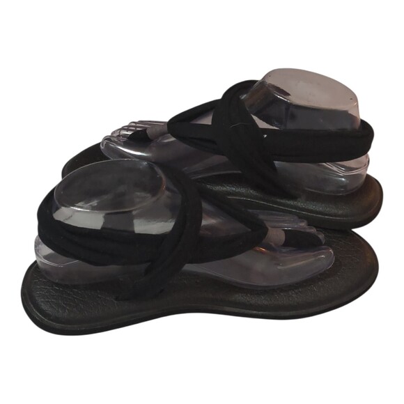Sanuk Shoes - WOMEN'S SANUK BLACK YOGA SLING BURST FLIP FLOP BEACH/POOL SANDALS SIZE 9